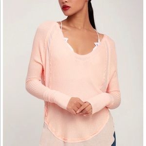 Free people Light Peach Long Sleeve Thermal Top